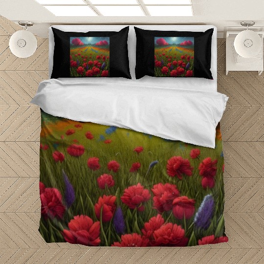 Beautiful Flowers along the Field Road Horizon Bedding Sets
