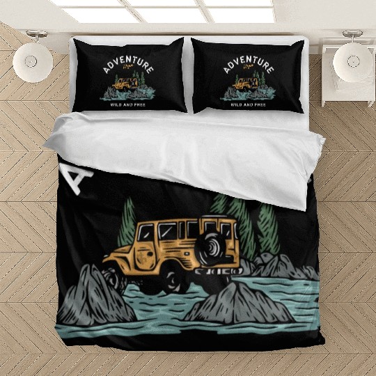 Light Blue Illustration Adventure Bedding Sets