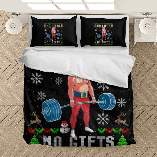 Funny No Lifts No Gifts Ugly Christmas Workout Bedding Sets