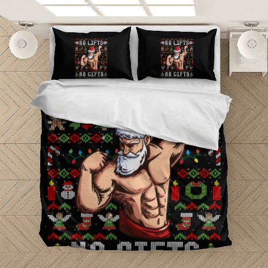 Funny No Lifts No Gifts Ugly Christmas Workout Bedding Sets