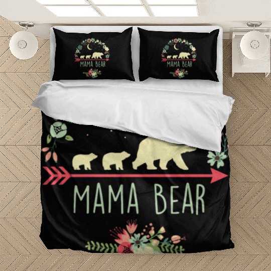 Floral Mama Bear With 2 Cubs Bedding Sets