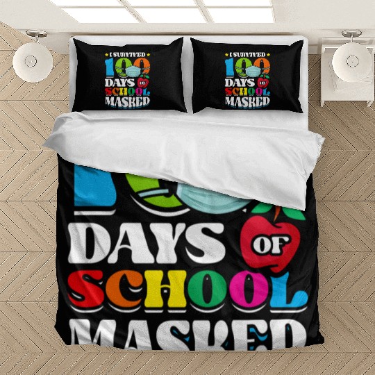 I Survived 100 Days Of School Masked Pupils Home Bedding Sets