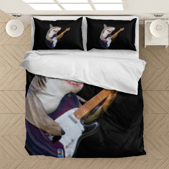 Shark jamming on an electric guitar Bedding Sets