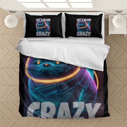 Lets Glow Crazy Cat Kitten Fluffy Cat Bedding Sets