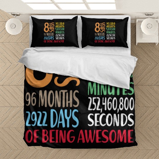 8 Years 96 Months Of Being Awesome 8th Birthday Co Bedding Sets