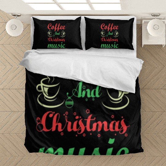 Coffee and Christmas music. Bedding Sets