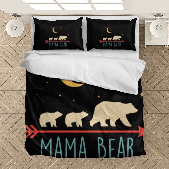 Retro Mama Bear With 2 Cubs Bedding Sets