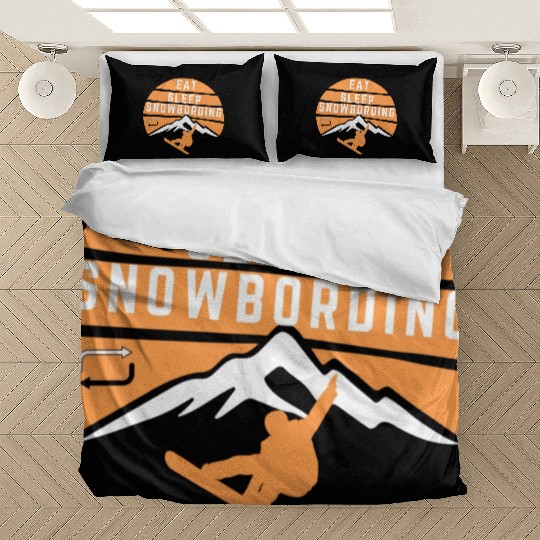 Eat sleep snowboarding repeat Winter sport lover Bedding Sets