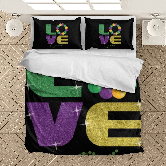Love New Orleans Festival Parade Beads Mardi Gras Bedding Sets