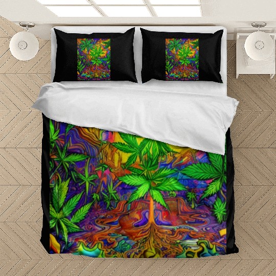Psychedelic Colorful Cannabis Bedding Sets