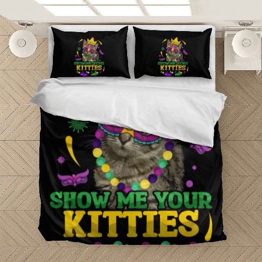 Kitten Show Cat Festival Parade Beads Mardi Gras Bedding Sets