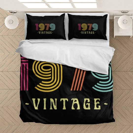 Neon Rainbow Retro Birthday Year Vintage 1979 Bedding Sets