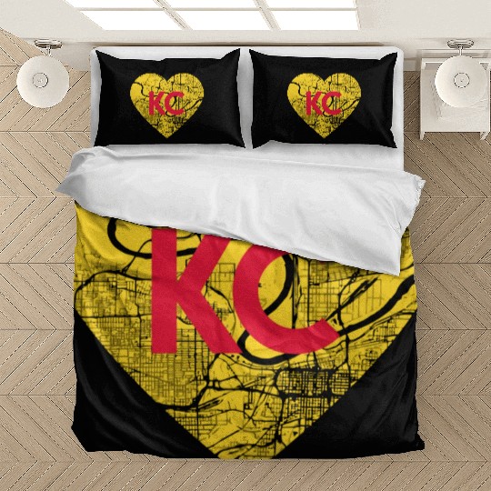 I Love Kansas City Football Kc Heart Map Bedding Sets