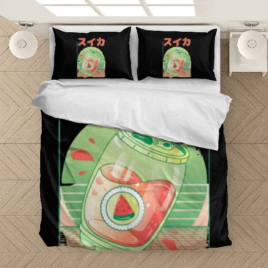 90s Japanese Watermelon Soda Vaporwave Bedding Sets