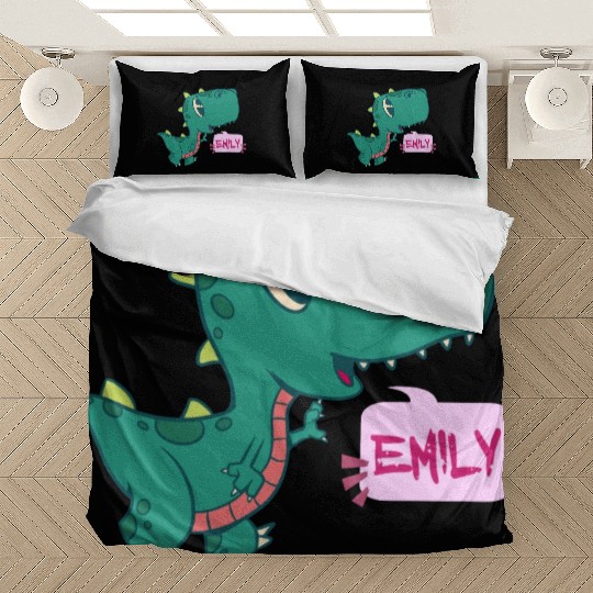 EMILY - Lovely girl name with cute dinosaur Bedding Sets