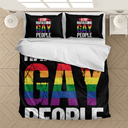 Stop Harassing Gay People LGBT Pride Rainbow Bedding Sets