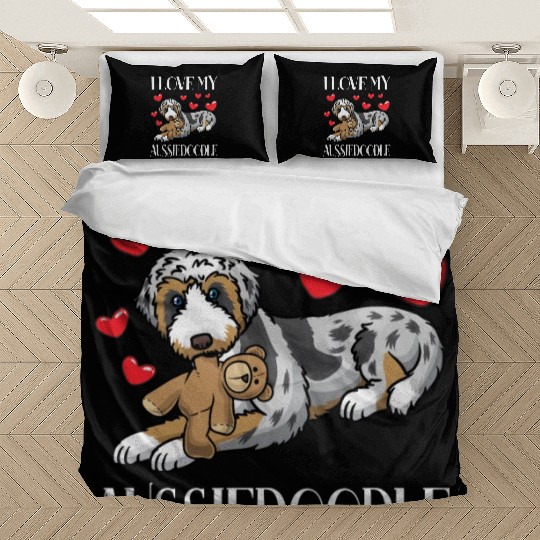Aussiedoodle Dog With Stuffed Animal Bedding Sets