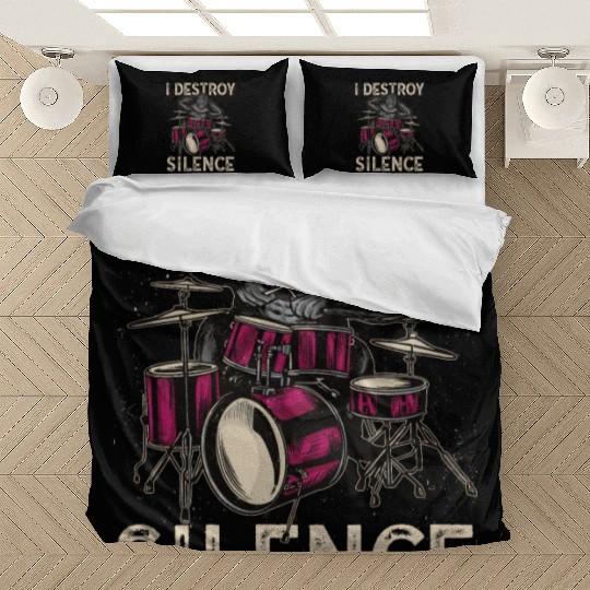 I Destroy Silence Drummer Band Music Beat Drum Bedding Sets