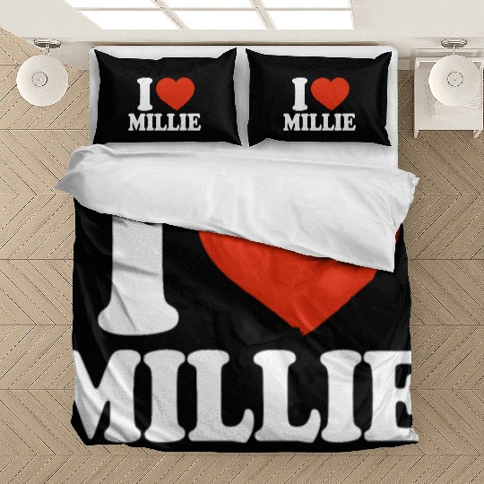 I Love Millie, I Heart Millie, Red Heart Valentine Bedding Sets