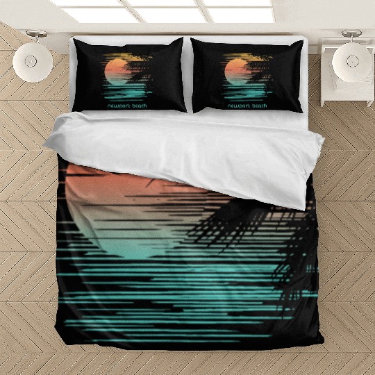 Artistic Newport Beach California Palm Tree Bedding Sets