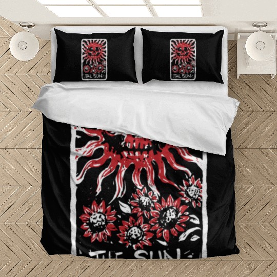 The Sun Blood Red Skeleton Skull Tarot Card Bedding Sets