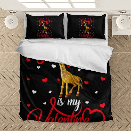 Giraffe Is My Valentine Funny Giraffe Valentines D Bedding Sets
