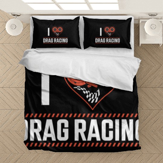 Drag Racing Race Car Heart I Love Bedding Sets