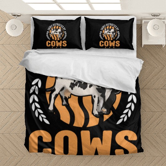Easily Distracted By Cows Cow Cattle Breeder Bedding Sets