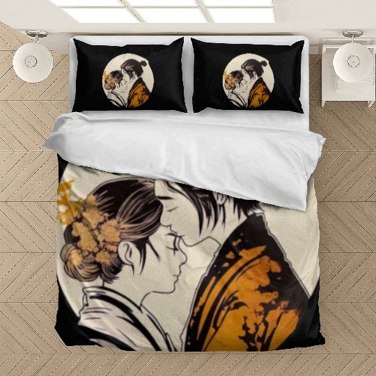 Romantic Embrace, Ukiyo-E Valentine's Day Design, Bedding Sets