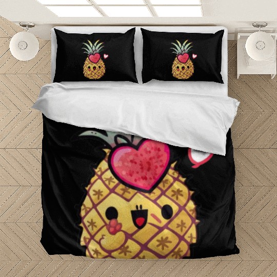 Cute Pineapple, Happy Pineapple Drawing, Bedding Sets