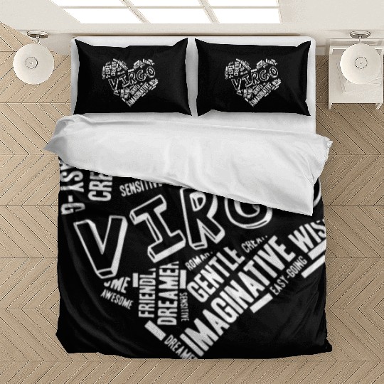 Virgo Heart Word Cloud Doodle Astrology Zodiac Sta Bedding Sets
