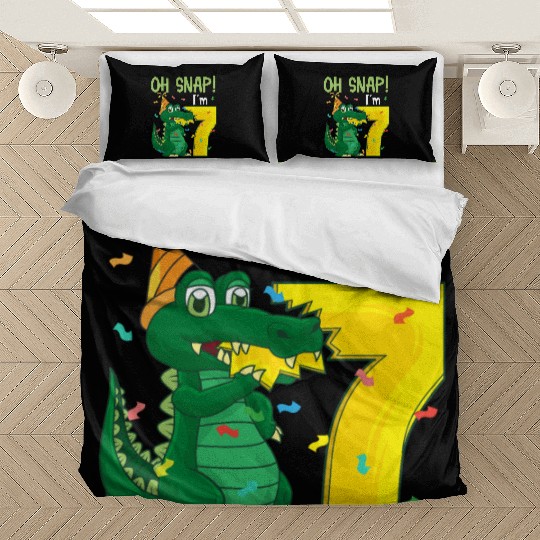 Oh Snap I'm 7 Crocodile 7th birthday Alligator Bedding Sets