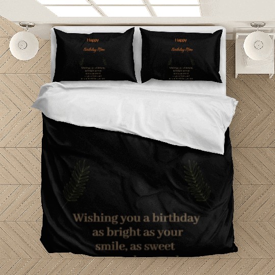 Beige Simple Aesthetic Happy Birthday Mom Bedding Sets