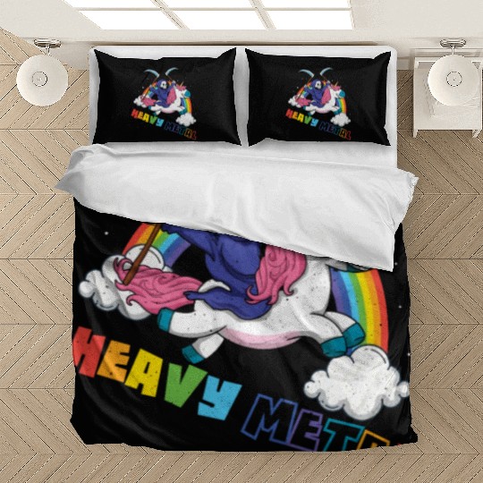 Metal Heavy Unicorn Skeleton Rocker Rock Heavy Bedding Sets
