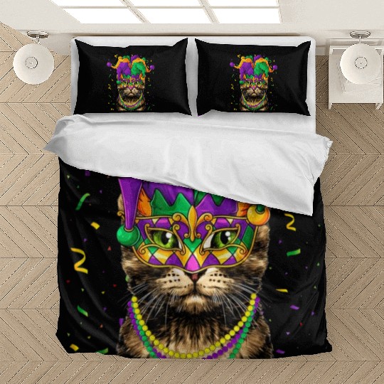 Cat Animal Lover Cute Mardi Gras Carnival Jester C Bedding Sets