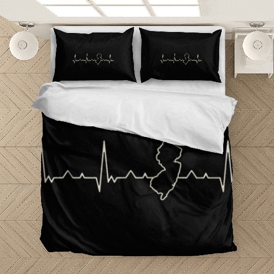 New Jersey State USA. Heart. Love. EKG. Pulse. Bedding Sets