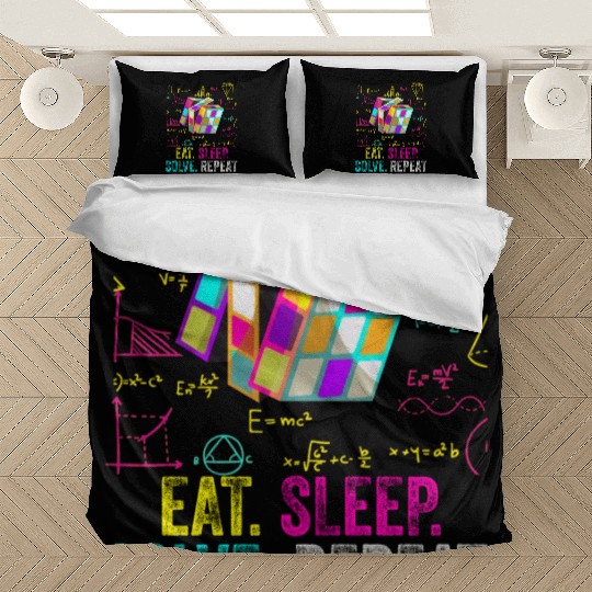 Eat Sleep Solve Repeat Math Speed Cubing Genie Bedding Sets