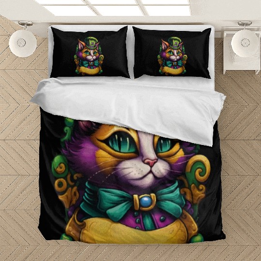 Cat Mardi Gras Bedding Sets