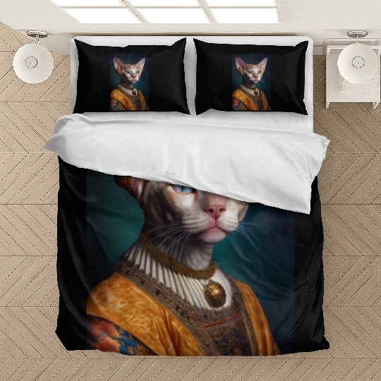 Gold King Devon Rex Cat Breed Portrait Royal Renai Bedding Sets