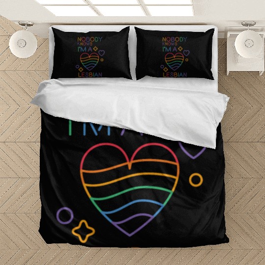 Nobody Knows I'm Lesbian LGBT Pride Month Rainbow Bedding Sets