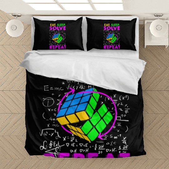 Eat Sleep Solve Repeat Math Speed Cubing Genie Bedding Sets