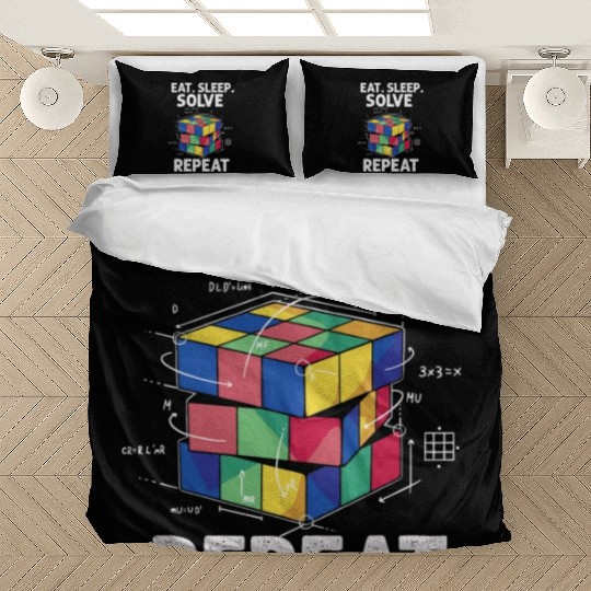Eat Sleep Solve Repeat Math Speed Cubing Genie Bedding Sets