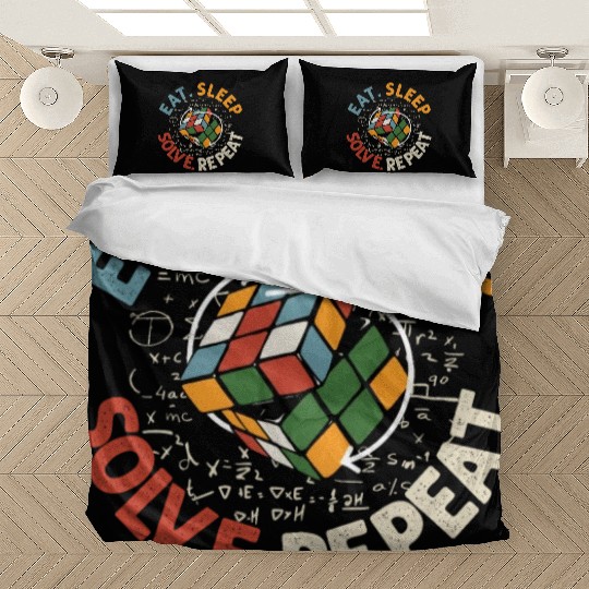 Eat Sleep Solve Repeat Math Speed Cubing Genie Bedding Sets