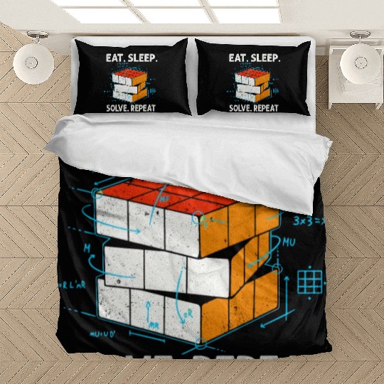 Eat Sleep Solve Repeat Math Speed Cubing Genie Bedding Sets