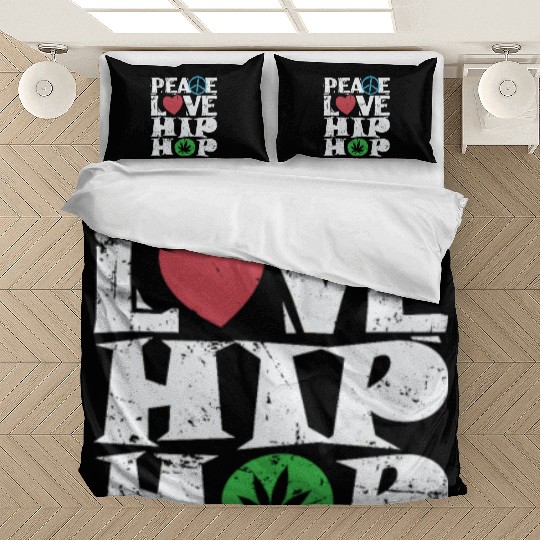 Peace Love Hip Hop Music Direction Rap Bedding Sets