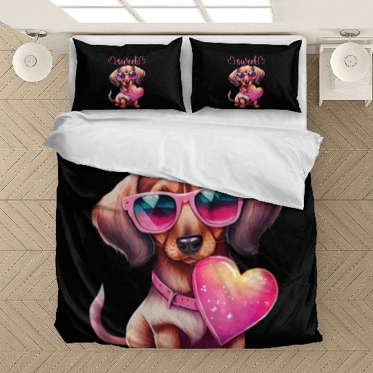 Love Is Sweet Dachshund Design Bedding Sets