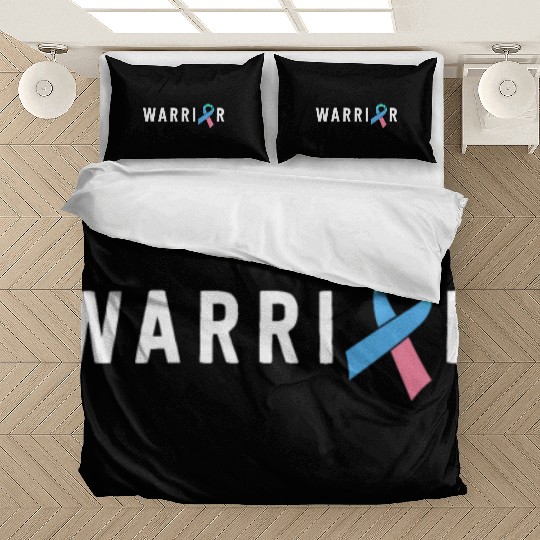 Thyroid Cancer Warrior Men Pink Blue Teal Ribbon Bedding Sets
