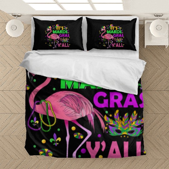 It's Mardi Gras Y'all Flamingo Funny Festival Bedding Sets