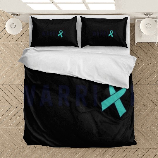Warrior Motivational Teal Awareness Ribbon Bedding Sets
