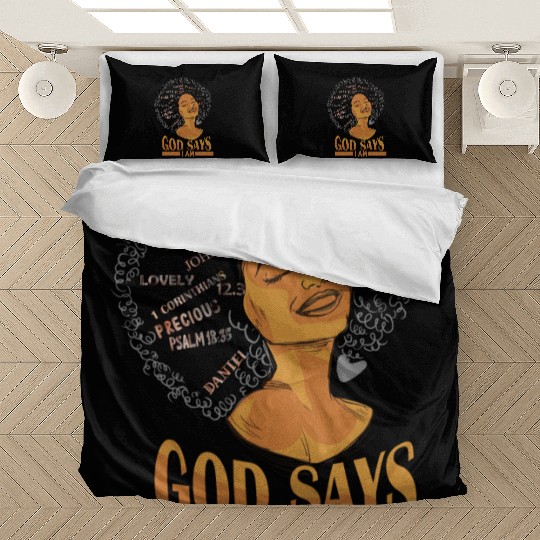 African American Girl God Says I Am Black Pride Bedding Sets